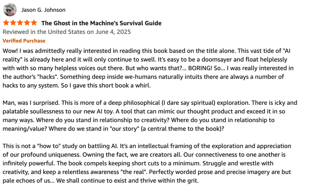 Actual Amazon-verified review of The Human Advantage by Richard H. Webb. Will AI replace me?