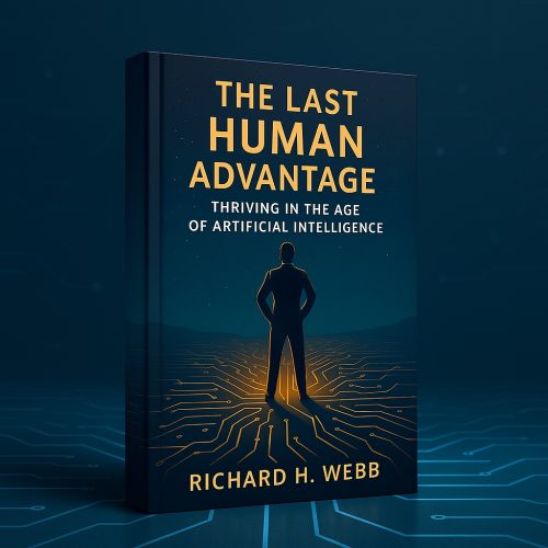 3d book cover for The Last Human Advantage book by Richard H. Webb